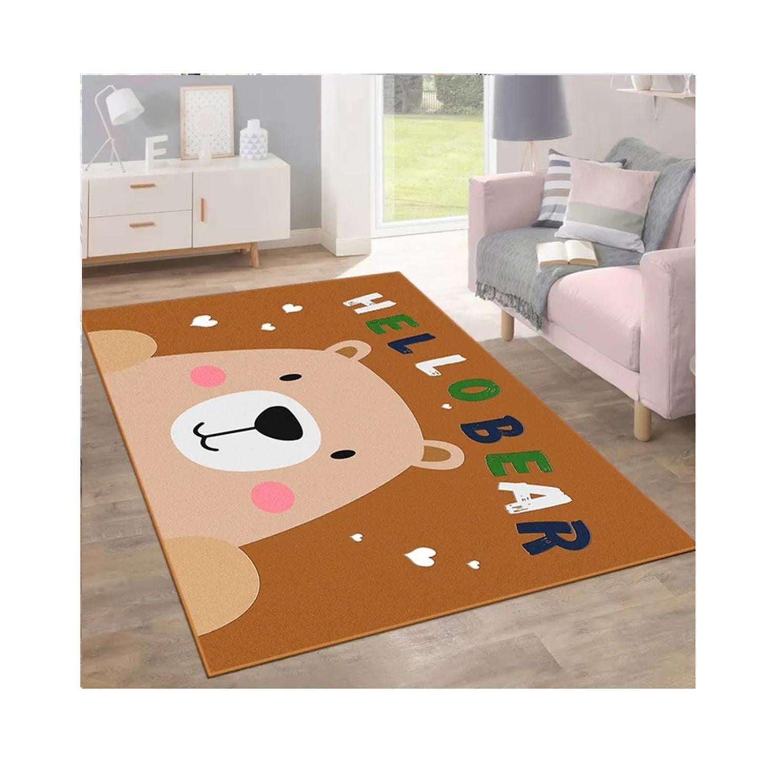 Kivara - Alfombra Infantil Niños Osito 80x120 Cm Tapete Dormitorio Multicolor