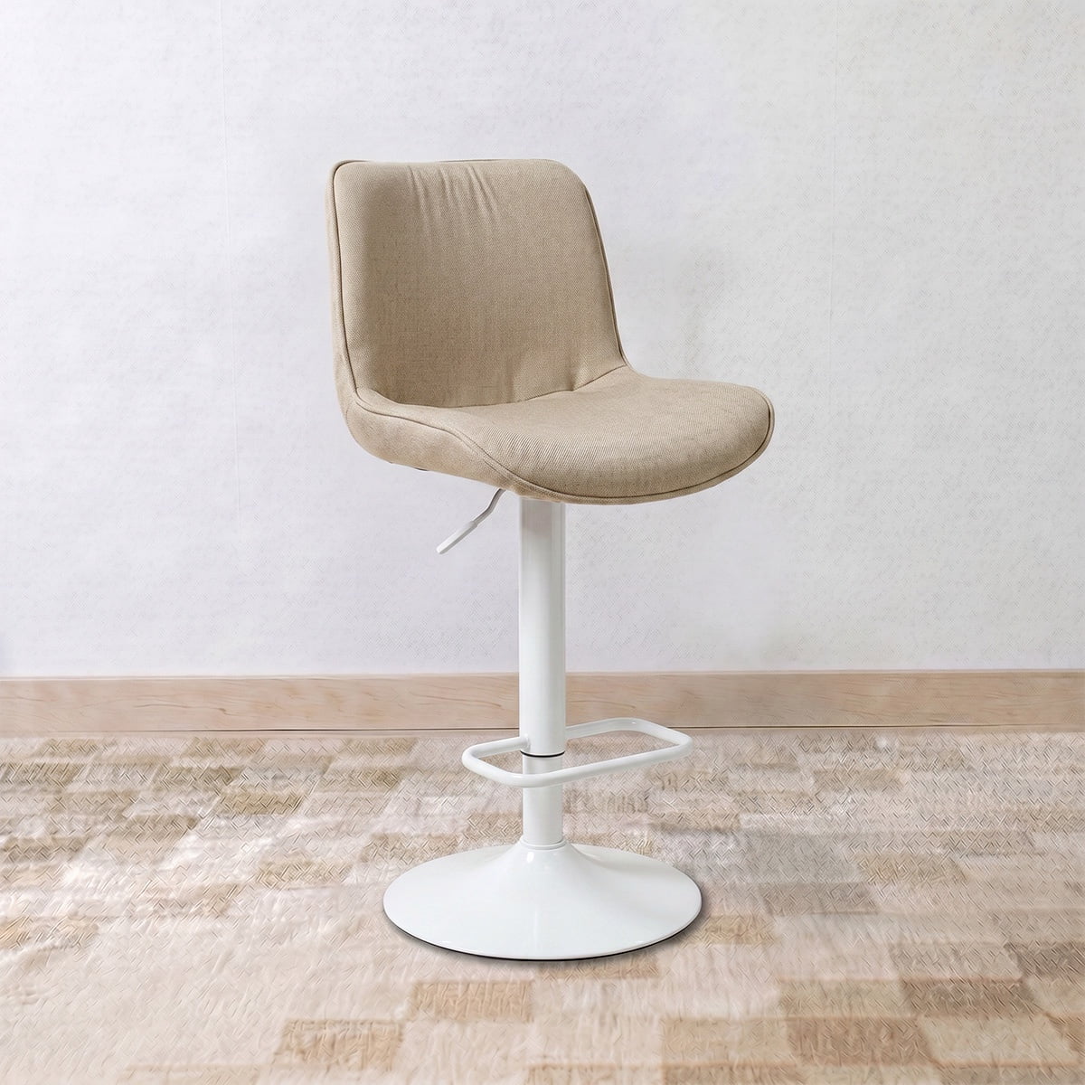 Silla Piso Bar Taburete Altura Regulable Dorik Venhoouse Blanca