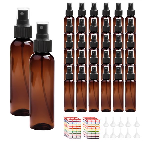 Botellas de aerosol YEUIKERR de plástico fino, 120 ml, color ámbar, paquete de 36