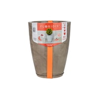 Floridis - Macetero Beige Marmol Amsterdam 44Cm Alto Con Plato