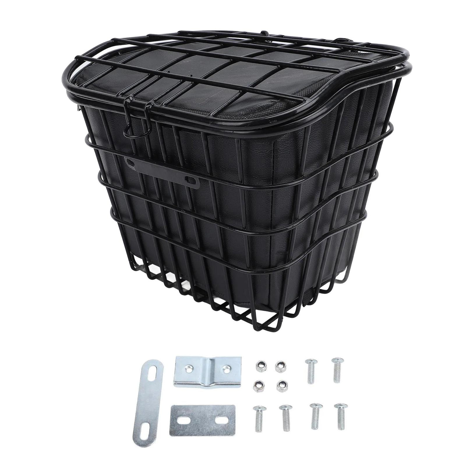 Ioensy - Cesta De Almacenamiento De Bicicleta De Alambre De Metal Con Bolsa De Revestimiento Para Montar Al Aire Libre, Compras Frontales