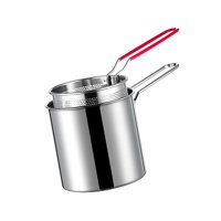 Magideal - Mini Olla Para Freír De Acero Inoxidable Con Cesta Coladora Y Asa, Olla Duradera Resistente A La Oxidación Para Freír Pescado, Camarones, Pollo Y Papa
