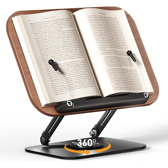 Atril ajustable para libros con base giratoria de 360°