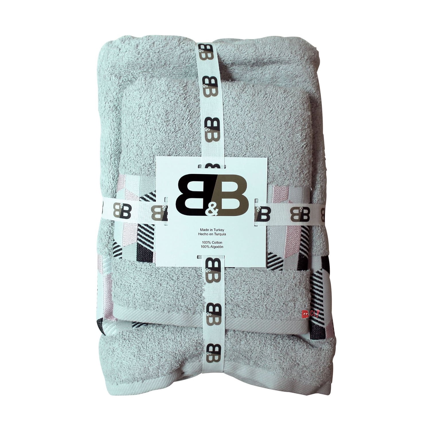 Juego De Dos Toallas Turcas Gris/diseño B&b Kitchen - Ps