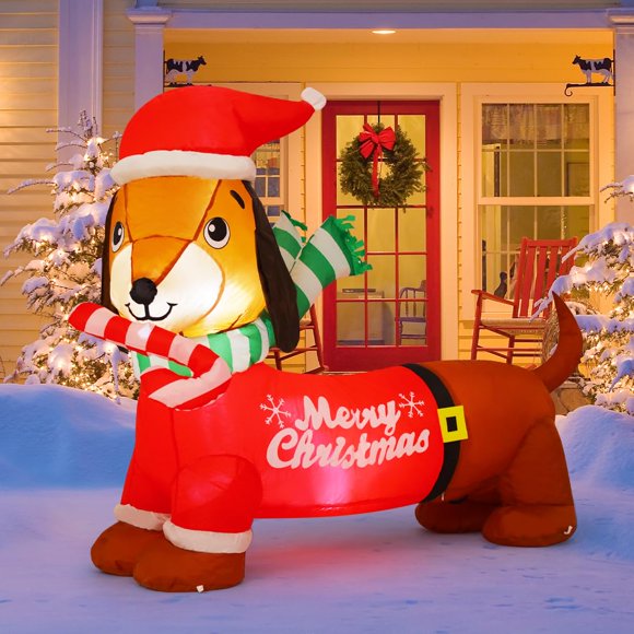 Goosh inflable navideño para perros, 1,5 m, con LED, para decoración exterior