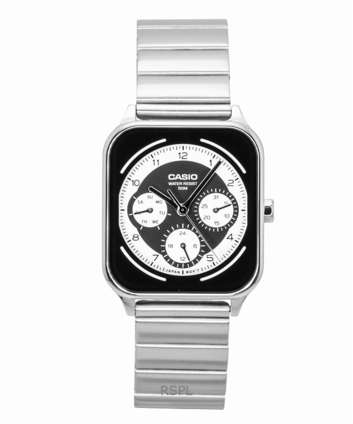 Reloj Analógico Casio Mtp-M307D-1Bv Acero Inoxidable Negro Blanco Hombre