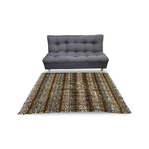 Tengfei - Alfombras Imitación Piel De Conejo Animal Print Café