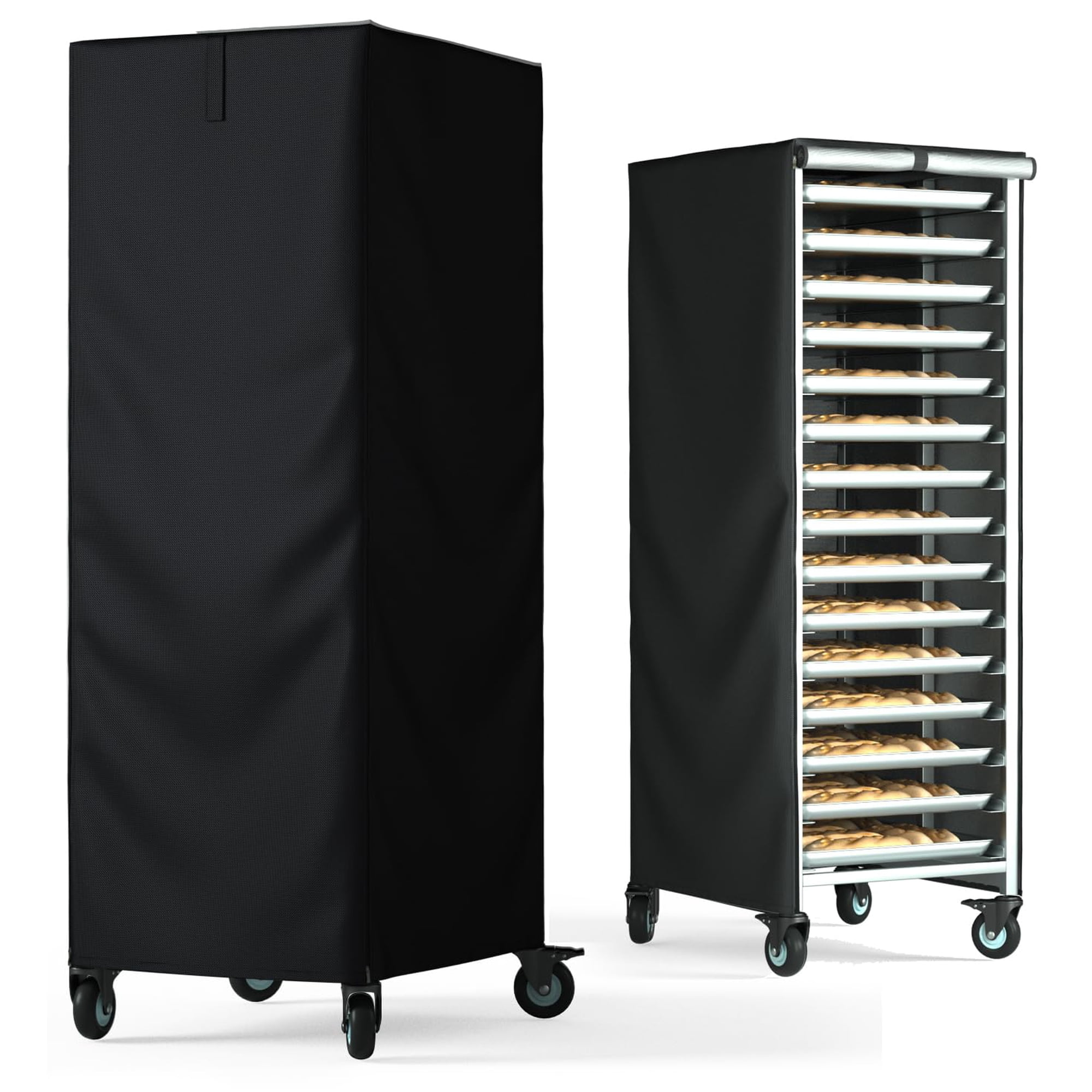 Xusx111 - Cubierta De Estante De Pan, Cubierta De Estante De Pan, Cubierta De Polvo De Estante De Pan Con Cremallera, Material De Tela De Oxford Impermeable De Alta Densidad (negro 420d, 59 * 72 * 163