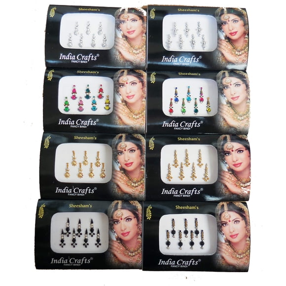 Bindis India Crafts Combo Multicolor de Plata y Oro 56 piezas