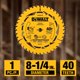 thumbnail image 3 of Hoja de sierra circular DEWALT DWA281440 8-1/4 pulg. 40T, 3 of 9