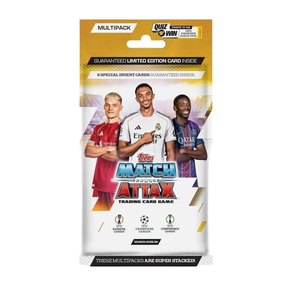 Cartas coleccionables Topps Match Attax 2025/26 Multipack con 6 insertos