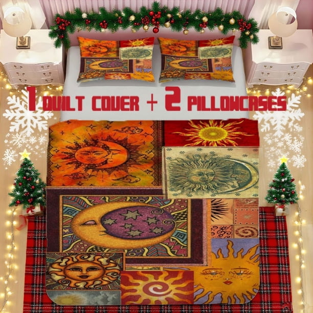 Mexican-Folk Printed Bedding Set Polyester Fabric Decorative & Warm Ideal for Bedroom or Guest Room