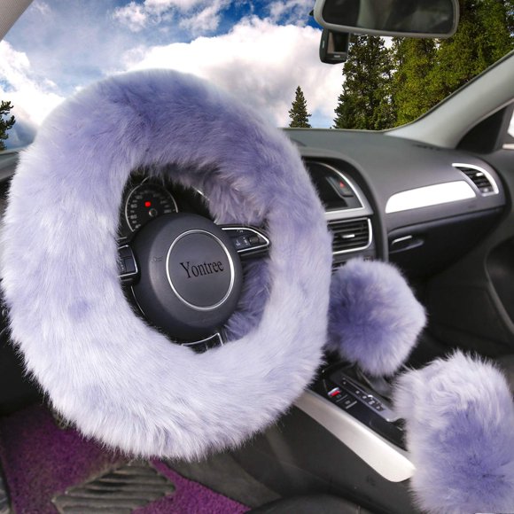 Fundas para volante Yontree Fashion de lana esponjosa, 38 cm, 3 unidades