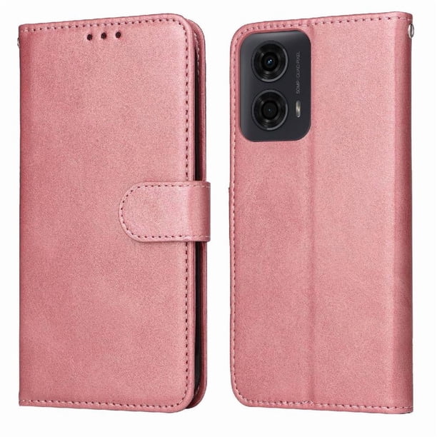 Funda Billetera para Motorola Moto G04 con Porta Tarjetas y Soporte Ajustable Rosa