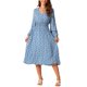 thumbnail image 2 of INSPIRE CHIC Vestidos de Otoño para Mujer de Manga Larga con Cuello en V Floral Bohemio Flowy Midi Vestido L Azul, 2 of 5