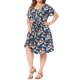 thumbnail image 4 of Vestido Midi de Verano con Cuello Redondo y Mangas Cortas con Pliegues Florales para Mujer de Talla Grande GRACE & GRANDEUR 3X Azul Oscuro, 4 of 6
