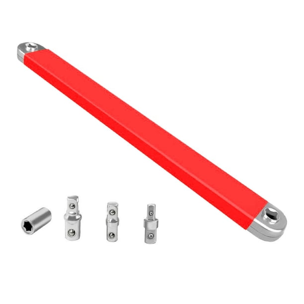 Llave de extensión desplazada con adaptadores de accionamiento para espacios pequeños, juego de llaves de extensión de alcance estrecho multifunción p Rojo