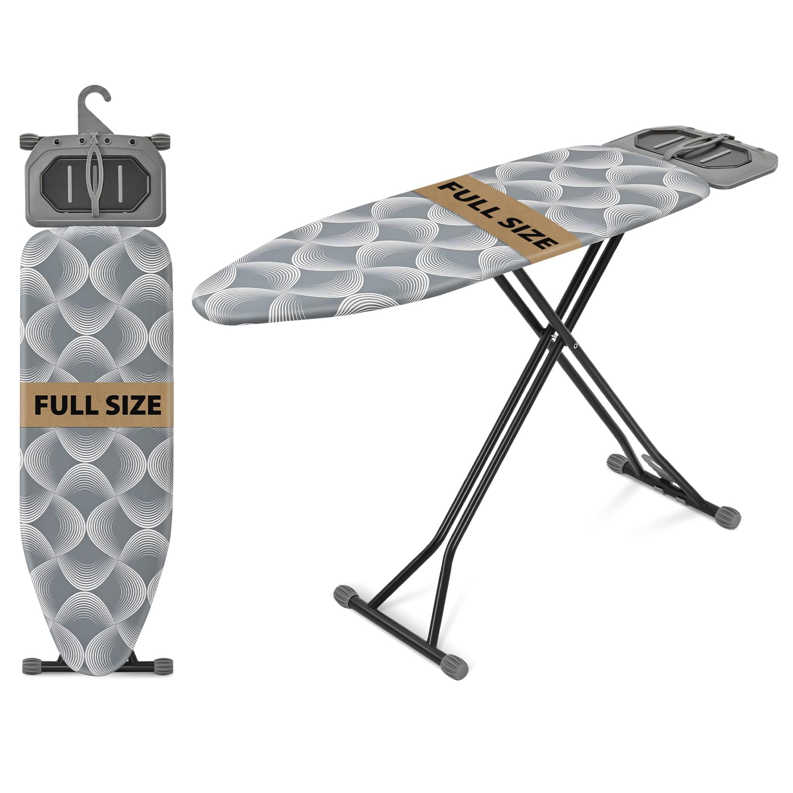 Tabla De Planchar Kingboard De Tamaño Completo Con Soporte Para Plancha De 15 X 45 Cm, Color Gris