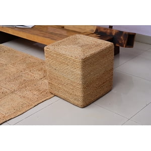Decoghar - Puff Deco Puff Yute Natural Cuadrado Diseño Moderno Natural Rustico0,4X0,4 Mts