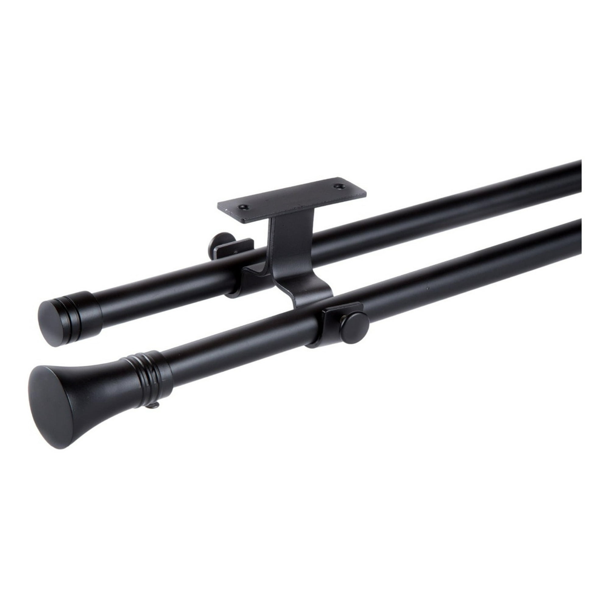 Metalhsa - Set Barras Para Cortina Doble 16/19 Mm Extensible 170-320 Cm A Techo Negro Cónico