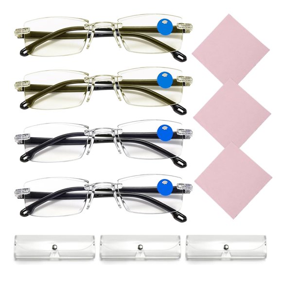 Gafas presbiópicas Panthra 4‑pack con zoom inteligente blanco y amarillo