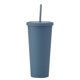 thumbnail image 1 of Vaso de plástico reutilizable para agua fría de 700 ml, vaso para bebidas de color sólido de doble capa con tapa y pajita., 1 of 5