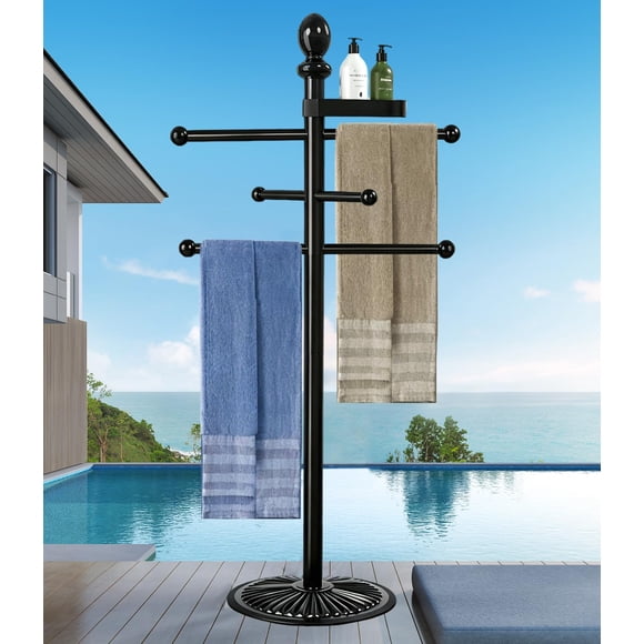 Portatoallas para piscina Yozoluck de metal resistente con 6 barras