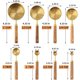 thumbnail image 2 of Tazas y cucharas medidoras 8 piezas acero dorado y madera, 2 of 3