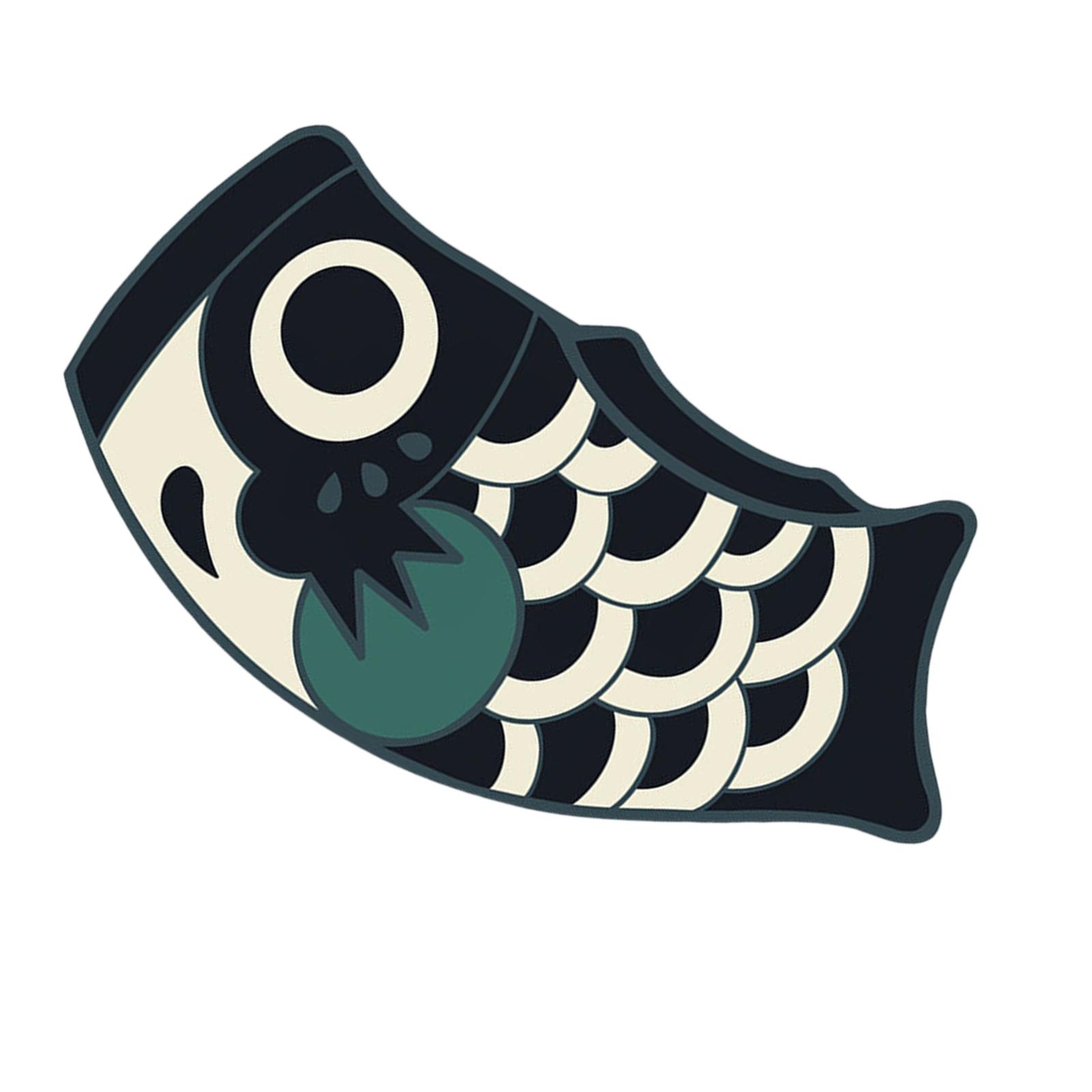Magideal - Felpudo Japonés Koi Para Exteriores, Felpudo De Pescado, Cómodo, Decorativo, Antideslizante, Alfombra De Baño De Pescado, Alfombra De Bienvenida Para Negro 45Cmx80Cm