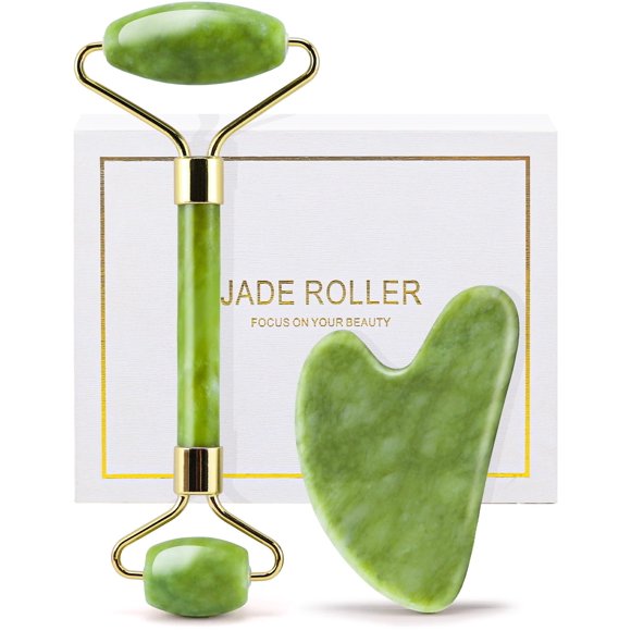 Juego de herramientas faciales y rodillos de jade Gua Sha Heufull para el cuidado de la piel
