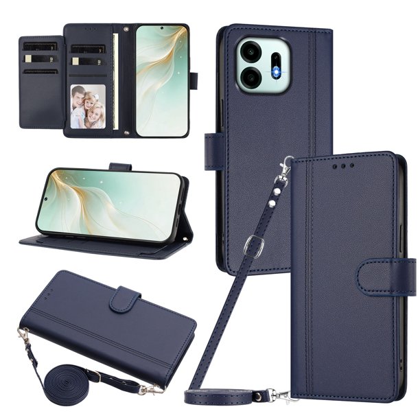 Funda Billetera Delgada para Oneplus N6 4G, Cuero Sintético, Azul