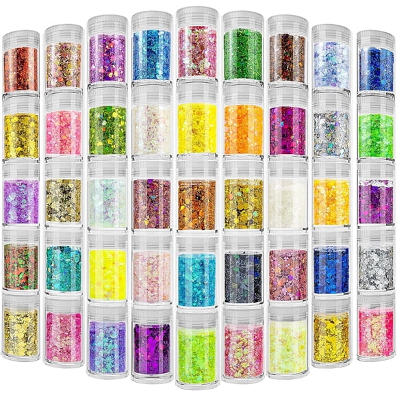 Estanoite 45 colores de glitter holográfico mixto grueso y fino