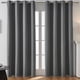 thumbnail image 2 of Cortinas largas para sala de estar, cortinas opacas aislantes con ojales para dormitorio, juego de 2 paneles, gris oscuro, 132 x 183 cm., 2 of 5