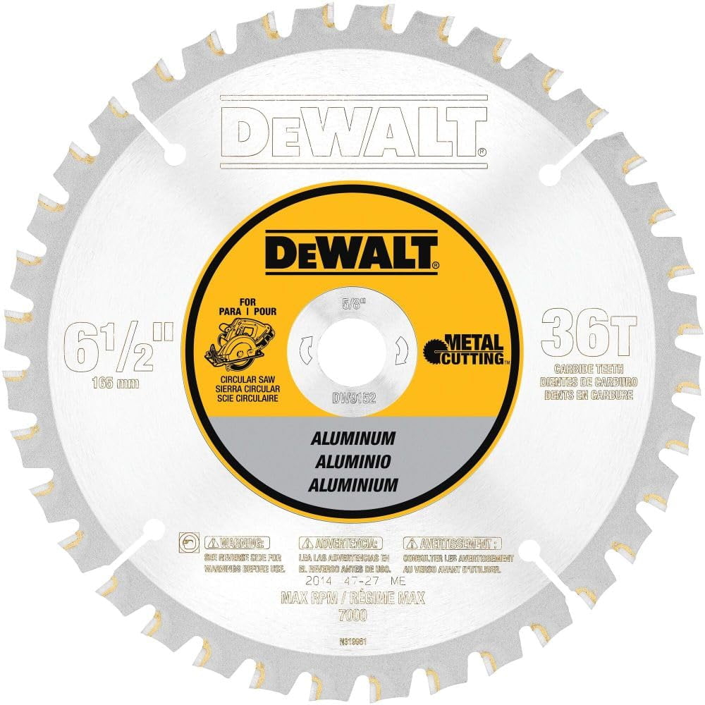 Hoja De Sierra Circular Dewalt Dw9152 Para Aluminio De 6.5 Pulgadas