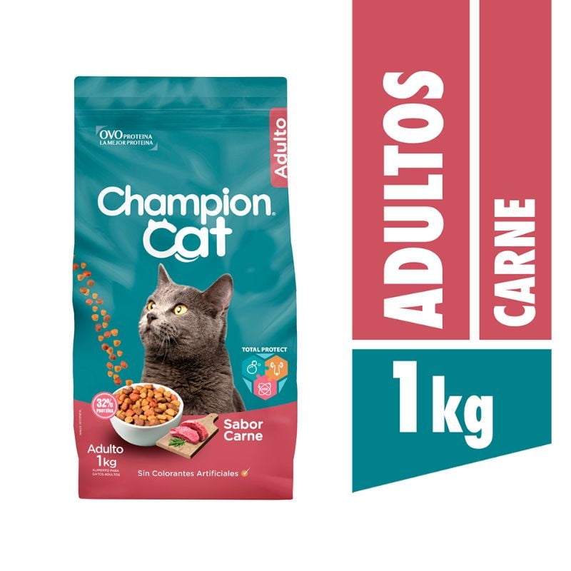 Alimento Seco Gato Adulto Sabor Carne Bolsa 1 Kg Champion Cat