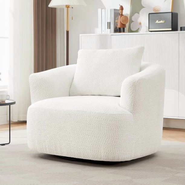 Silla giratoria de 360°, sofá de silla de acento de 38,2", silla de sofá giratoria tapiceada con almohada para salón, dormitorio, oficina y hotel