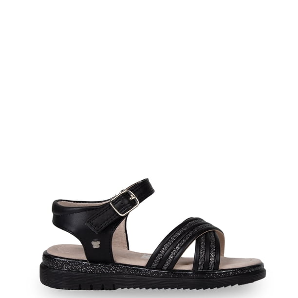 Sandalia Niña Brillos con Velcro Ajustable Negro Pillin