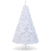 Árbol De Navidad Costway De Pvc Artificial De 6 Pies Con Soporte Blanco