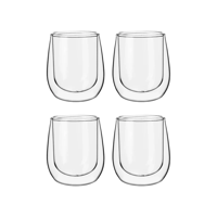 Importclick - Set 4 Tazas Mug Café Expreso Doble Pared Vidrio 80 Ml