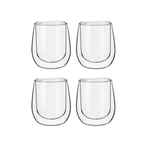 Importclick - Set 4 Tazas Mug Café Expreso Doble Pared Vidrio 80 Ml