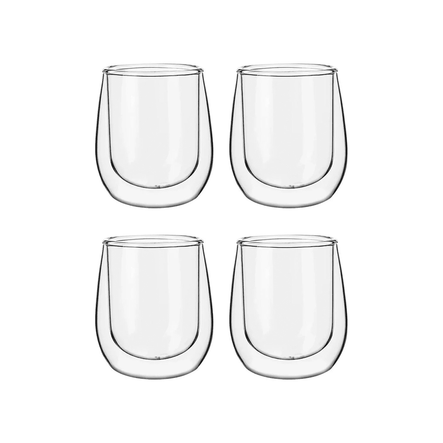 Importclick - Set 4 Tazas Mug Café Expreso Doble Pared Vidrio 80 Ml