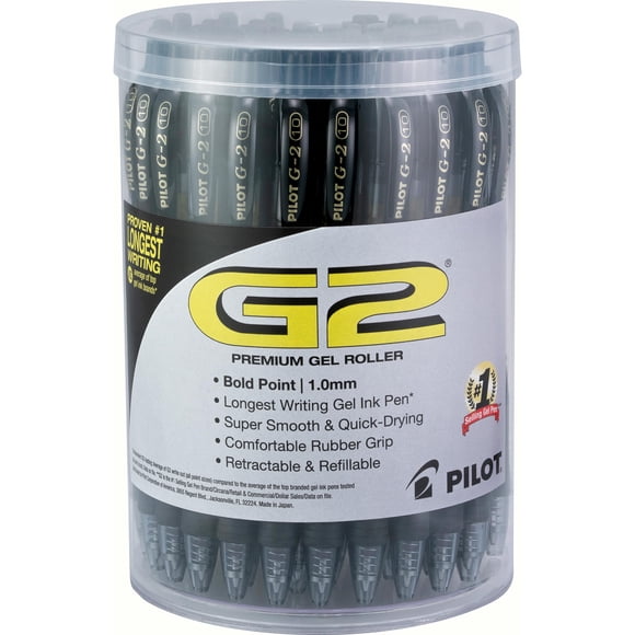 Bolígrafos de gel PILOT G2 Premium de color negro en negrita, 1 mm, caja de 48