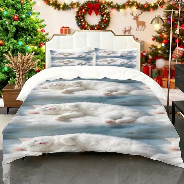 Cat Sleep Pattern Cat Sleep Pattern Print Duvet Cover Set Bedding Soft Duvet Cover + 2 Pillowcases Suitable for Home Bedroom And Gu