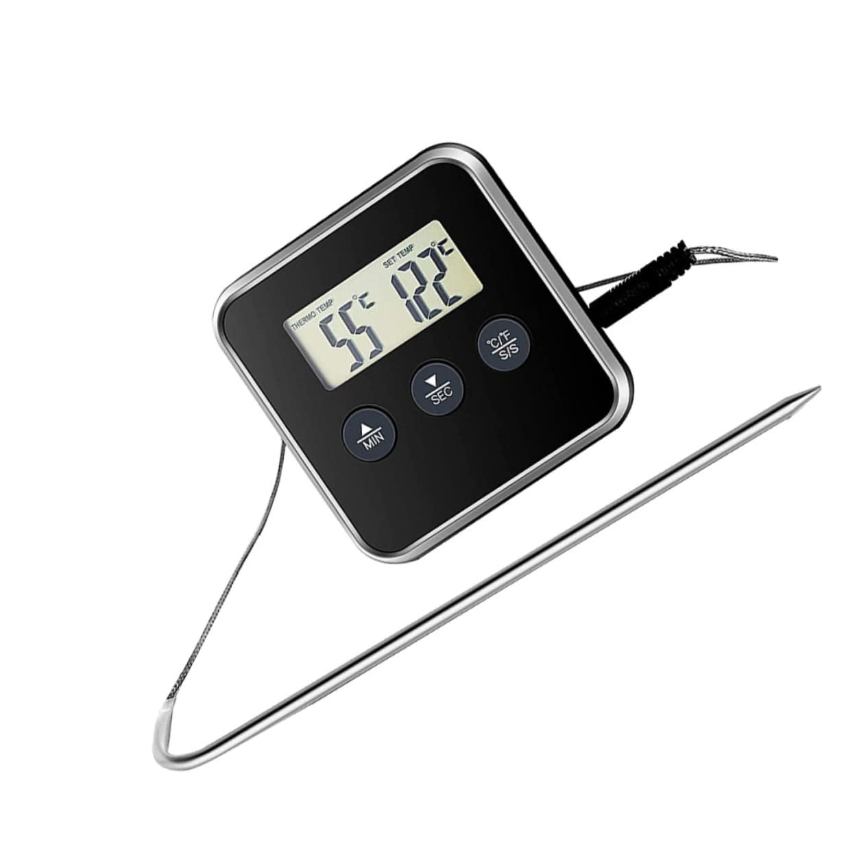 Xusx111 - Cocina Lectura Instantánea Termómetro De Carne Temporizador Digital Temperaturómetro De Alimentos Precisos Para Barbacoa Horno Parrilla Cocina Fácil Conversión De Fahrenheit Celsius Diseño E