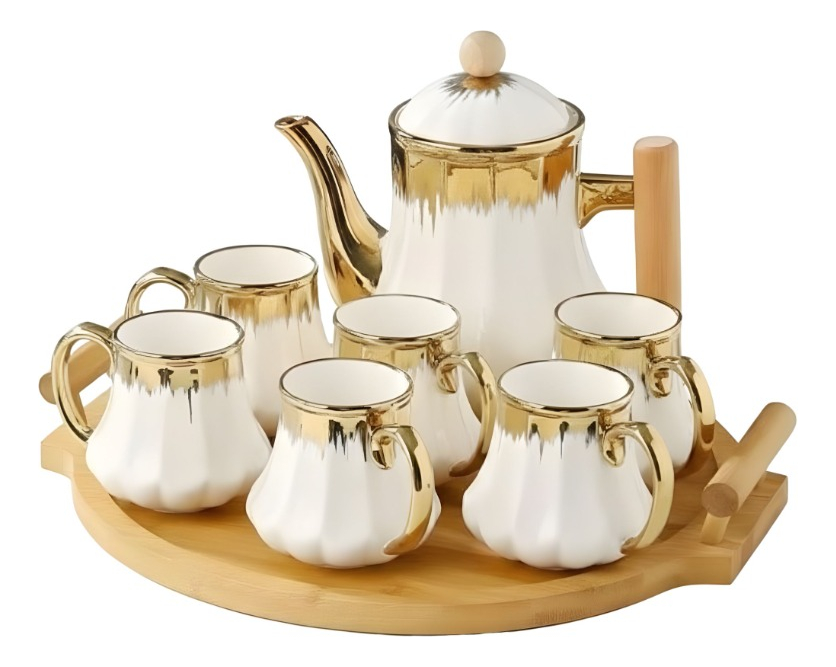 Genérico - Juego Vajilla Sofisticada Jarra Estilizada 6 Tazas Jhn