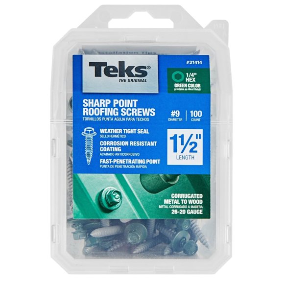 Tornillos TEKS para techos verdes, 9 x 3,8 cm, 100 unidades
