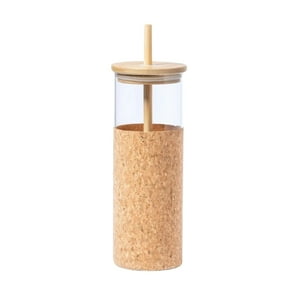 Importclick - Vaso Vidrio Bombilla Tapa Bambú Tromury 520 Ml