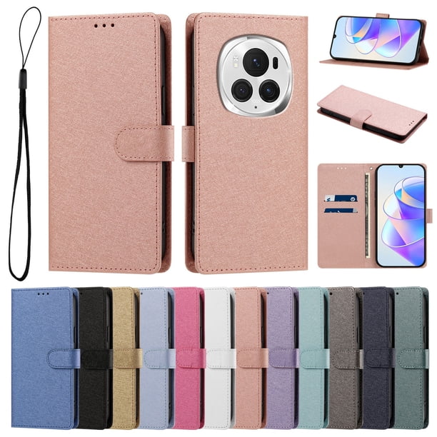 Cartera para Honor Magic6 Pro con Soporte y Correa, Rosa