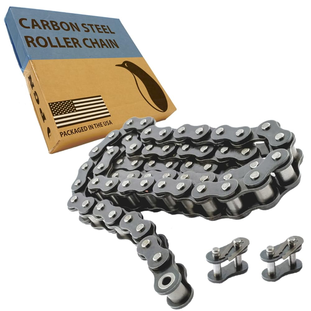 Pgn Bearings - Cadena De Rodillos Pgn #40 De Acero Al Carbono De 10 Pies Con 2 Eslabones Para Bicicletas