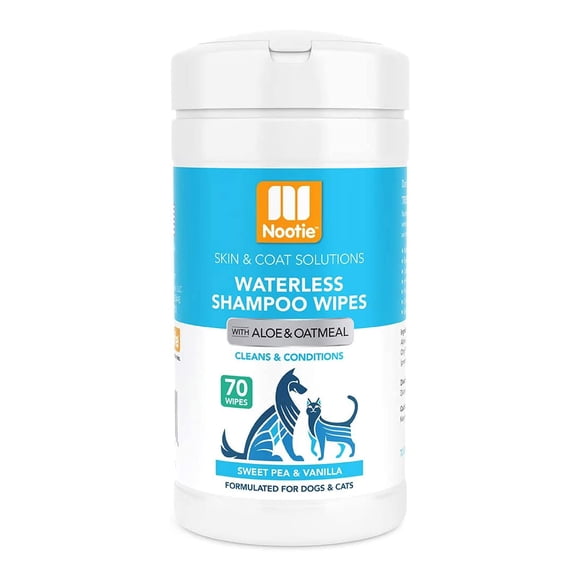Champú sin agua, toallitas Nootie para perros y gatos, 70 Sweet Pea & Vanilla